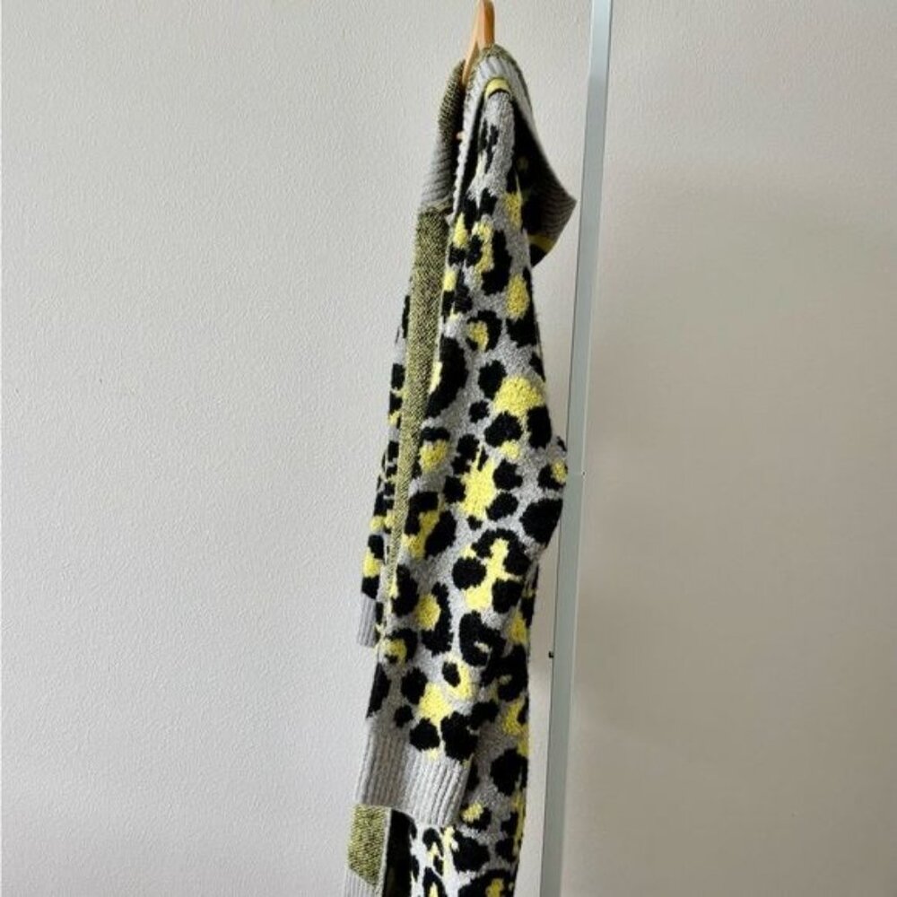 Fashion Nova Cardigan Jacket XL Leopard Open Front Hood Boho Mob Wife Retro Glam - Picture 9 of 12